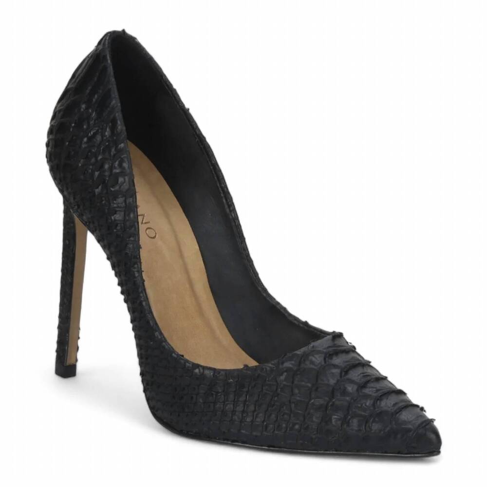 NEW CARRANO women's martini snake skin embossed leather pump heel in black